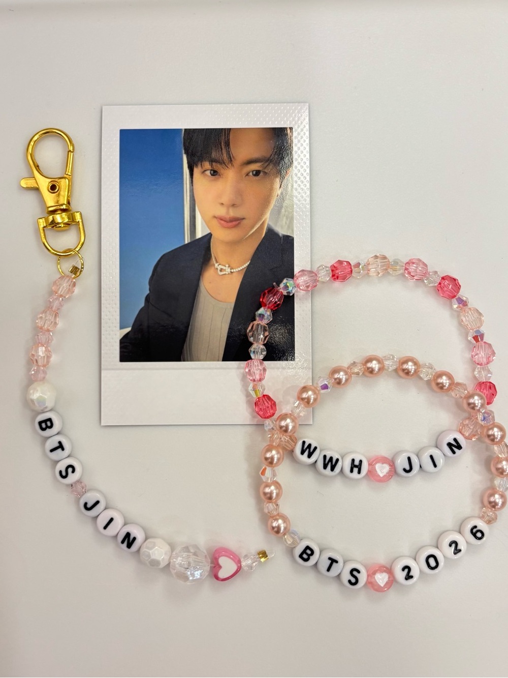 (4pcs) BTS JIN ARIRANG 2026 Photocard Keychain Bracelet Bundle